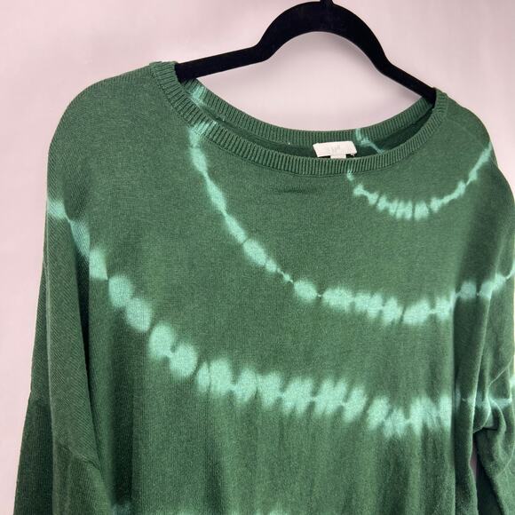 J. Jill Green Tie Dye Sweater, Cotton Blend, Lightweight Pullover, Petite XL - Picture 4 of 14